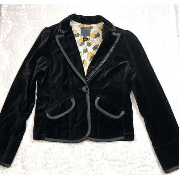 Sanctuary Jackets & Blazers - Sanctuary Black Velour Velvet Formal Blazer Jacket Women Size Medium Fall Winter